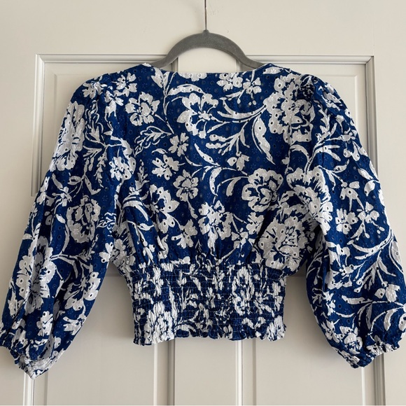 Floral Blue Women's Top - Picture 3 of 4